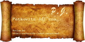 Petkovits Józsa névjegykártya